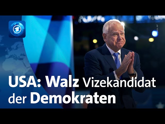 ⁣Parteitag der Demokraten: Vizepräsidentschaftskandidat Walz