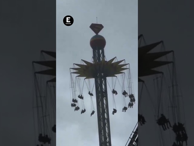 ¡Pánico en sillas voladoras! Quedan colgados a 70 metros de altura en Six Flags