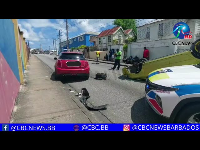 Four-car collision leaves road blocked