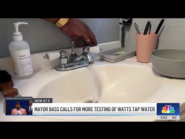 ⁣Mayor Bass calls for more tap water testing in Watts after lead findings