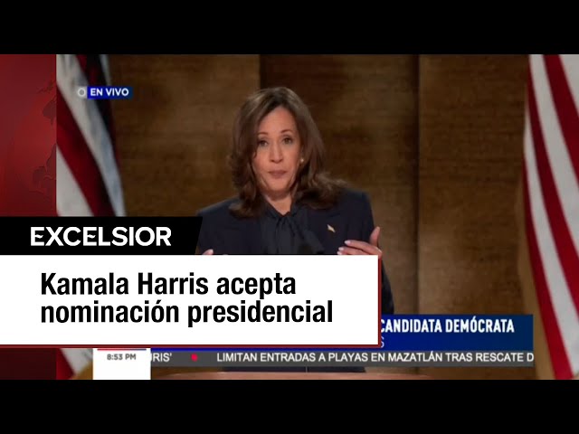 Kamala Harris da discurso de aceptación en convención demócrata