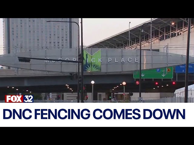 ⁣Perimeter fencing coming down at McCormick Place