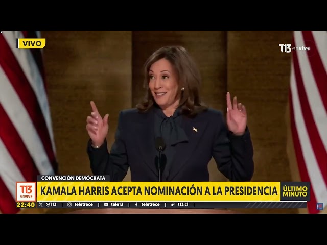 ⁣Kamala Harris acepta nominación a la presidencia de Estados Unidos