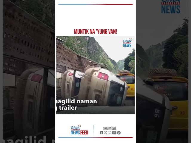 ⁣Van, muntik madaganan ng trailer! | GMA Integrated Newsfeed