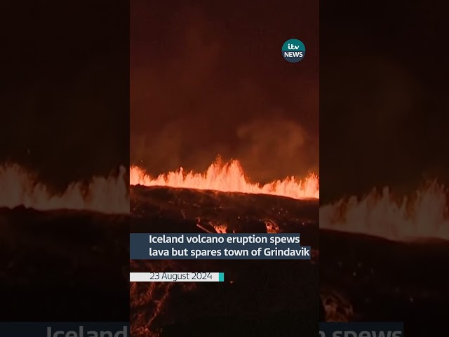 ⁣Iceland volcano eruption spews lava but spares town of Grindavik | ITV News