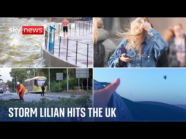 ⁣Storm Lilian brings heavy rain and 70mph winds