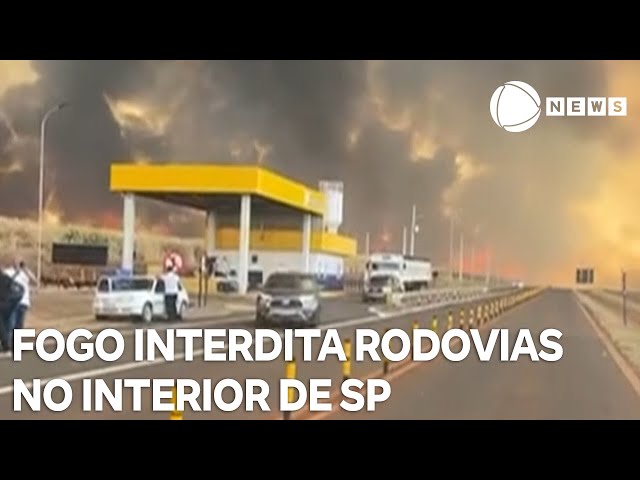 Fogo interdita rodovias no interior de São Paulo