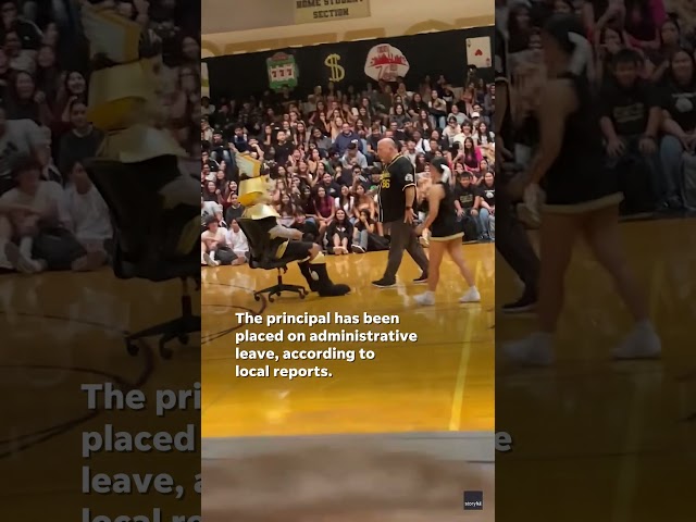 ⁣Video appears to show principal recreate lap dance with school's mascot at pep rally #Shorts