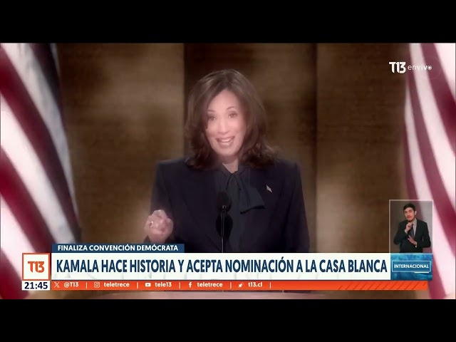 ⁣Kamala hace historia y acepta nominación a La Casa Blanca