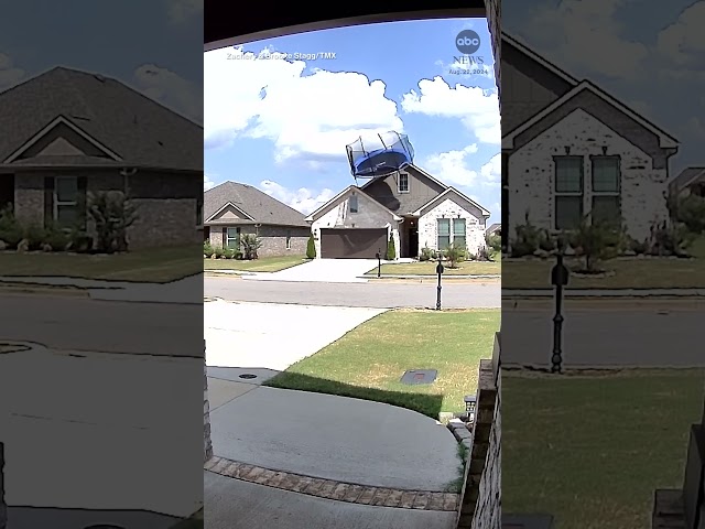 ⁣Trampoline gets blown onto Alabama driveway