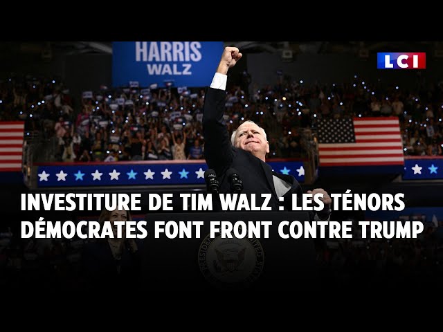 ⁣Investiture de Tim Walz : les ténors démocrates font front contre Donald Trump