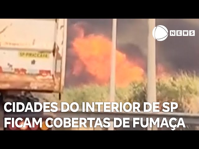 Cidades do interior de São Paulo ficam cobertas de fumaça