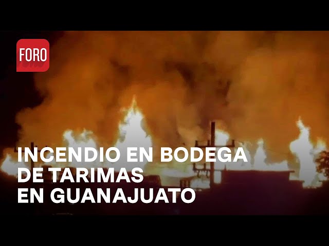 Fuerte incendio en bodega de tarimas en Salamanca, Guanajuato - Las Noticias