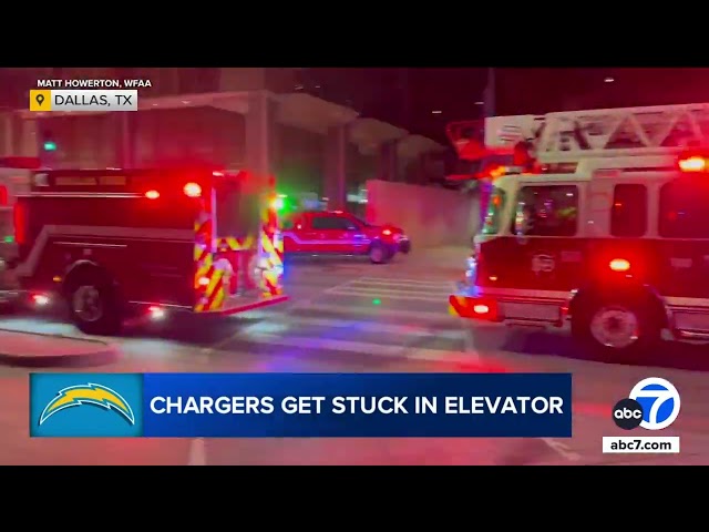 ⁣Chargers players crawl through ceiling panel to escape stuck elevator at Dallas hotel