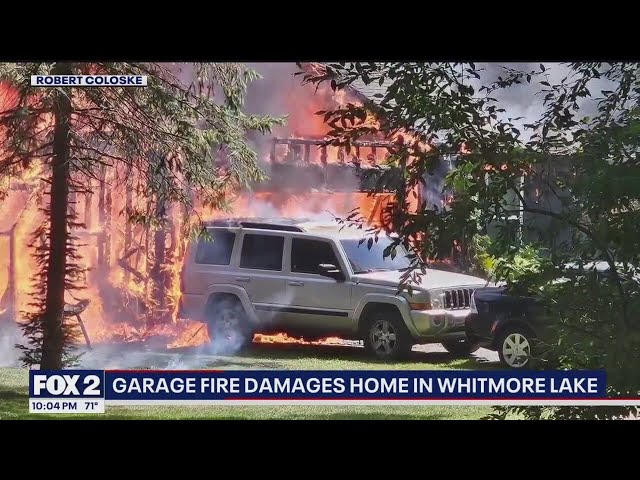 ⁣None injured in Whitmore Lake garage fire