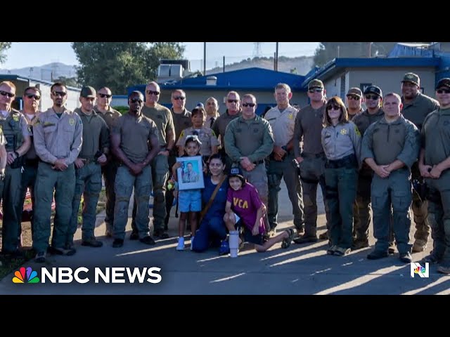 ⁣‘We’re a family’: LA first responders escort children of late colleague to first days of school