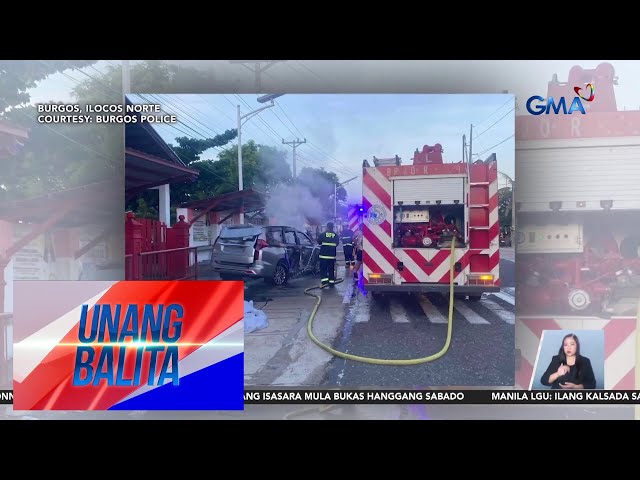 ⁣SUV, nagliyab matapos sumalpok sa poste ng ilaw | Unang Balita