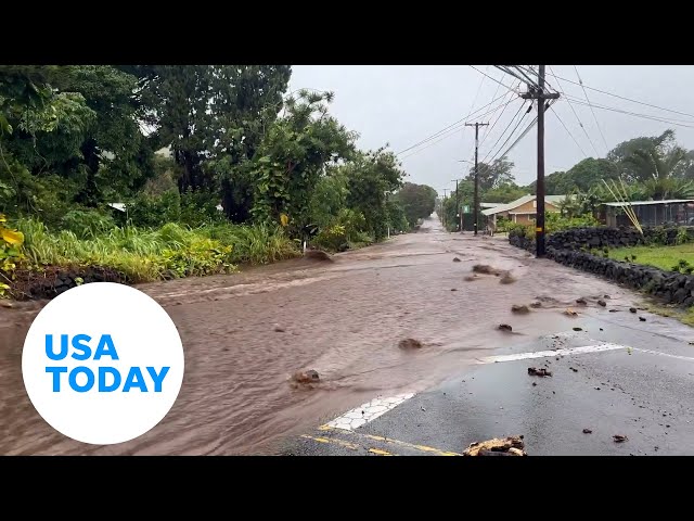 ⁣Hurricane Hone drenches Hawaii's big island | USA TODAY