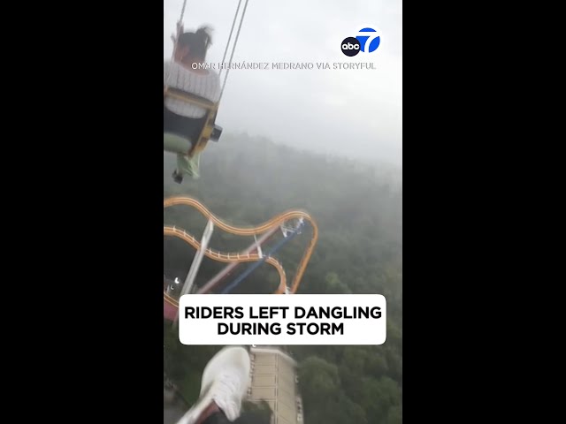 ⁣Riders left hanging during storm at Six Flags Mexico