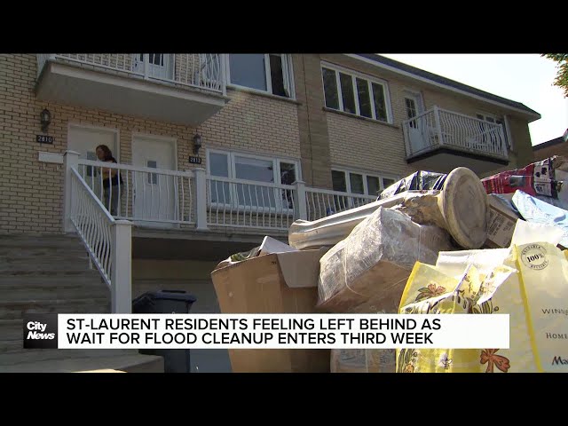 ⁣Montreal residents struggle with flood garbage cleanup