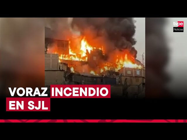 ⁣Incendio en San Juan de Lurigancho: voraz siniestro consume varias viviendas en asentamiento humano