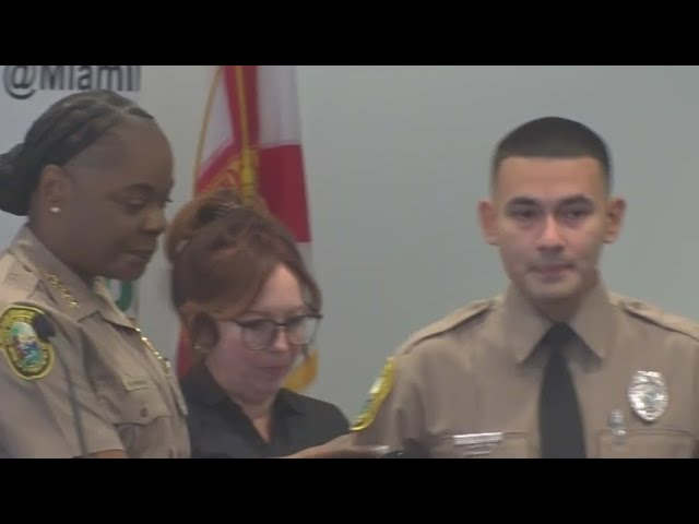 ⁣Miami-Dade police officer honored after saving a man's life