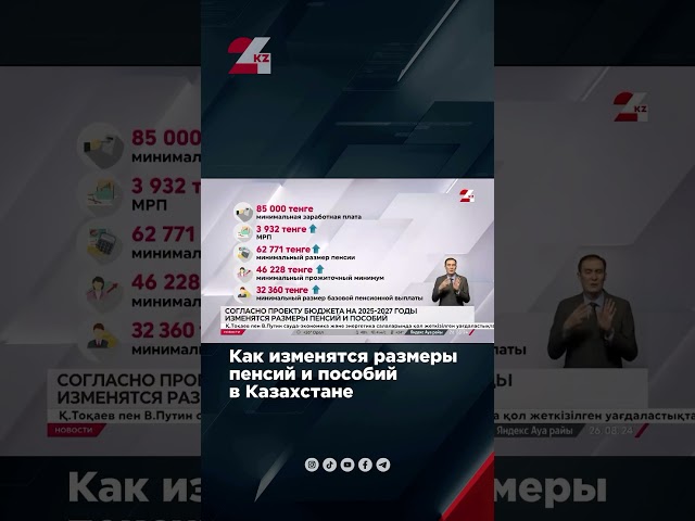 ⁣Размеры пенсий и пособий ️изменятся в Казахстане