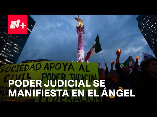 Trabajadores del Poder Judicial mantienen paro y se manifiestan en el Ángel de la Independencia