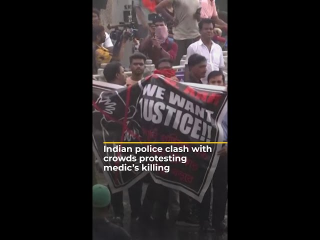 Indian police fire tear gas and water cannons at rape protesters | AJ #shorts