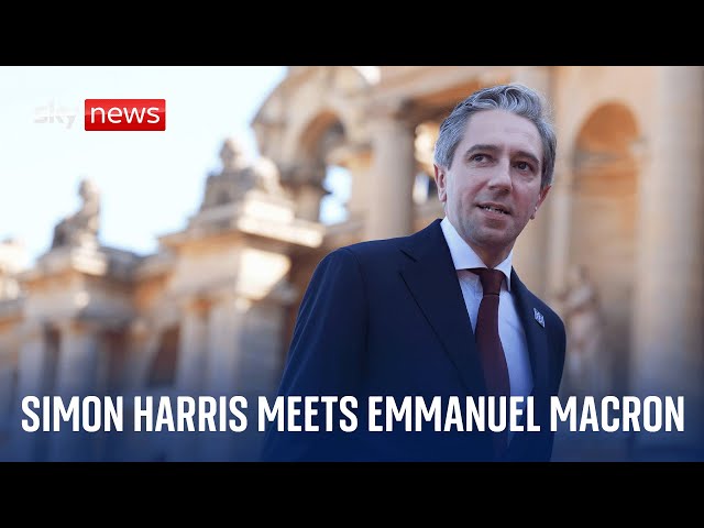 ⁣Irish Prime Minister Simon Harris meets with French President Emmanuel Macron