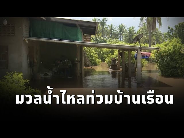 มวลน้ำเข้าท่วมบ้านเรือนประชาชนในสุโขทัย หลังพนังกั้นน้ำยมช่วง ต.ท่าทอง พังเสียหาย (27ส.ค.67)