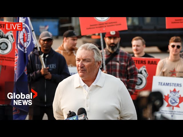 ⁣Canada rail dispute: Teamsters union speaks during protest outside Liberal party fundraiser | LIVE