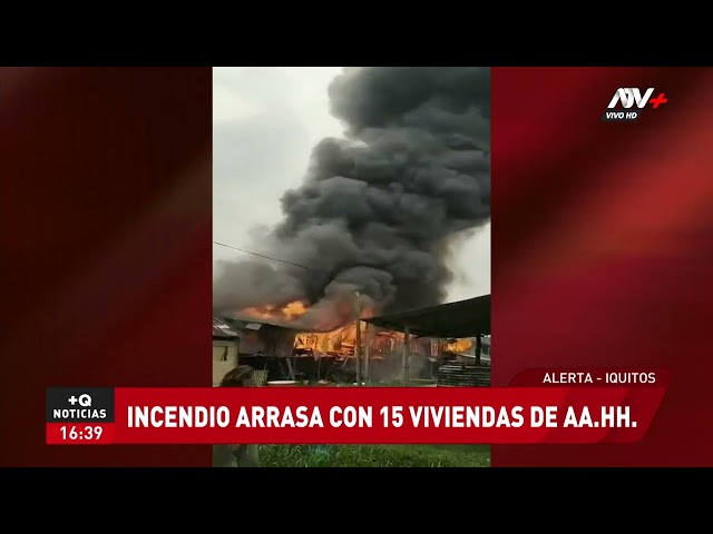 ⁣Iquitos: incendio arrasa con 15 viviendas de asentamiento humano