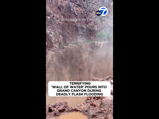 ⁣Terrifying 'wall of water' pours into Grand Canyon during deadly flash flooding