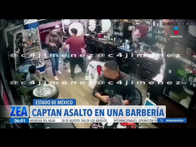 ⁣Captan asalto en una barbería en Chalco, Estado de México