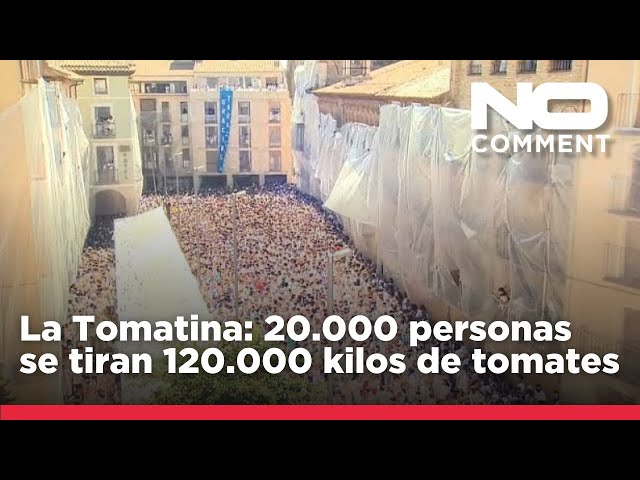 ⁣NO COMMENT. Revienta la Tomatina: 20.000 personas se tiran 120.000 kilos de tomates en Buñol