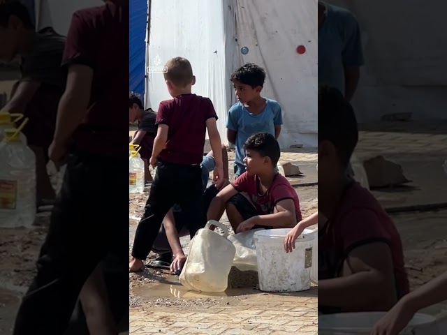 ⁣Displaced Palestinian children drink contaminated water | AJ #shorts