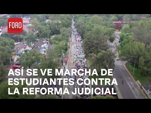 Marcha de estudiantes de Derecho de la UNAM, es captada por dron de N+