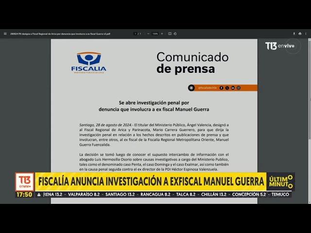 Fiscalía anuncia investigación a exfiscal Manuel Guerra