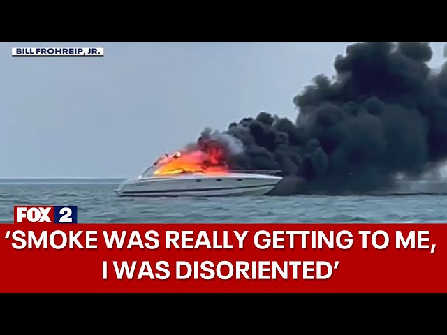 ⁣Lake St. Clair boat fire rescue saves Harrison Township man's life