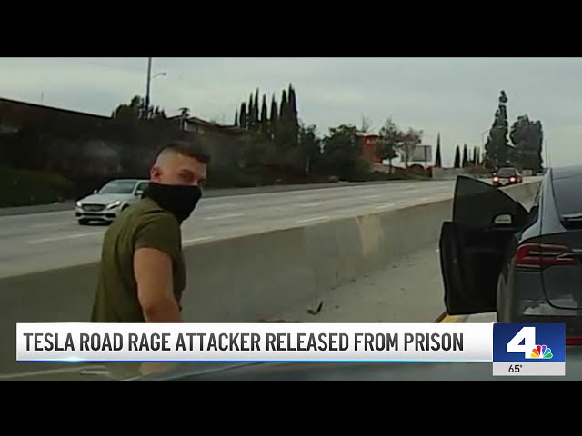 ⁣Tesla road rage attacker released from prison