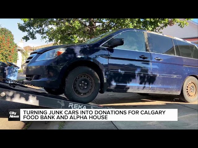 ⁣Turning junk cars into donations for Calgary Food Bank and Alpha House