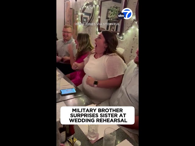 ⁣Military brother surprises sister at wedding rehearsal