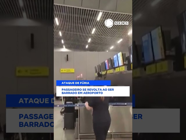 ⁣Passageiro se revolta ao ser barrado em aeroporto.  #RecordNews #shorts