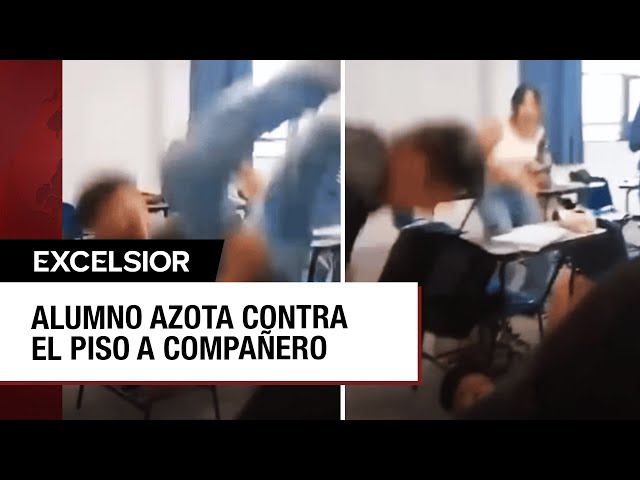 ⁣Estudiante en Hidalgo azota a su compañero contra el suelo y lo deja noqueado