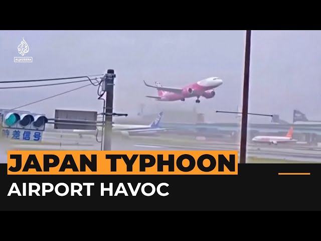 ⁣Typhoon Shanshan winds cause havoc at Japan’s Fukuoka Airport | Al Jazeera Newsfeed