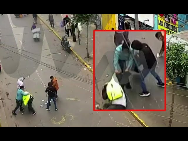 ⁣Gamarra: Sujetos golpean y roban a cambista en plena luz del día