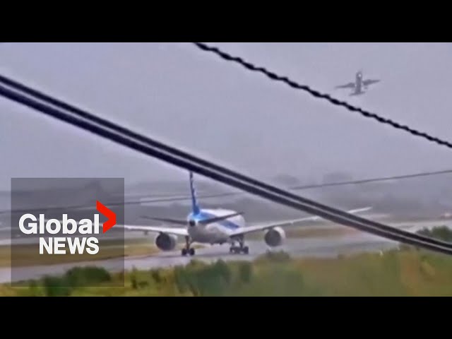 ⁣Typhoon Shanshan: Planes abort landing, travellers stranded as transit suspended