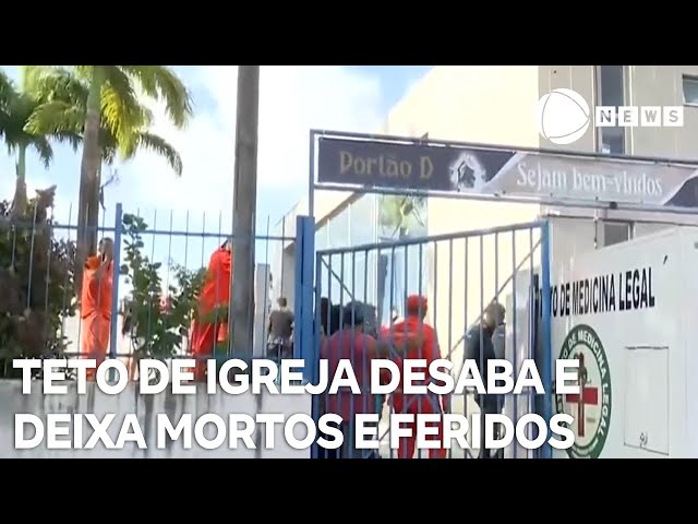 Teto de igreja desaba e deixa mortos e feridos em Recife