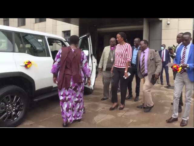 ⁣VP Alupo - Karamoja Bishop Michael Chorey receives President Museveni’s car donation